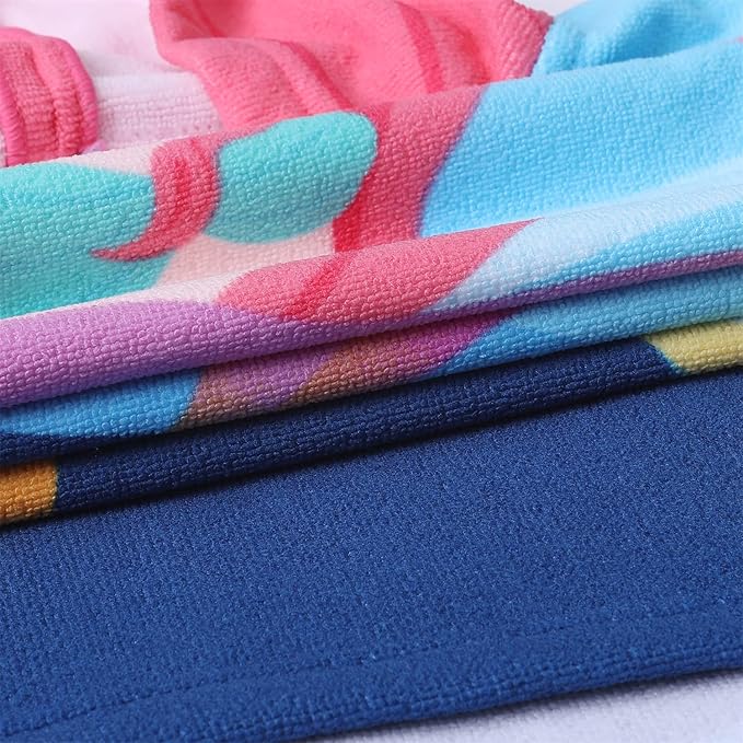 Ultra Soft Kids' Towels with Hood for Bath Beach Pool Toddler Boy and Girl Swim Poncho Cover-ups Swimwear with Drawstring Bag (Purple Mermaid (24x24 Inches))