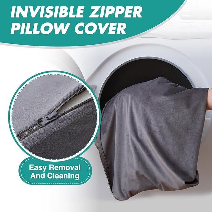 Wedge Pillow for Side Sleeping, Bed Wedge& Body Positioners, Back Pillow for Pregnancy, Back Pain, Leg Elevation and Side Sleepers, Memory Foam Body Pillow, Anti-Slip Base, Short Plush