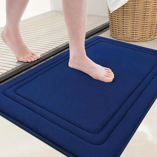 Grandaily Memory Foam Bath Mat Rug 36x24, Ultra Soft, Non-Slip and Absorbent Bathroom Rugs, Machine Wash Dry, Comfortable Bath Carpet for Bathroom Floor, Tub and Shower, Navy Blue