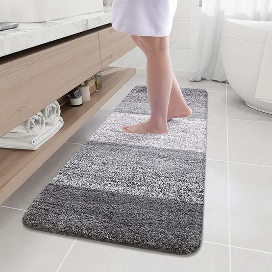 Arotive Microfiber Bathroom Rugs, Shaggy Soft and Absorbent Bath Rug, Non-Slip, Thick Plush Machine Washable Dry Bath Mats for Bathroom, Tub and Shower, 59x20, Grey