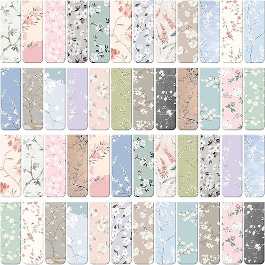 Dianelhall 48 Pcs Magnetic Bookmarks for Women Floral Book Markers Flower Bookmark Assorted Book Magnets Page Markers Clip Magnetic Bookmarks for Books Students Women Reading