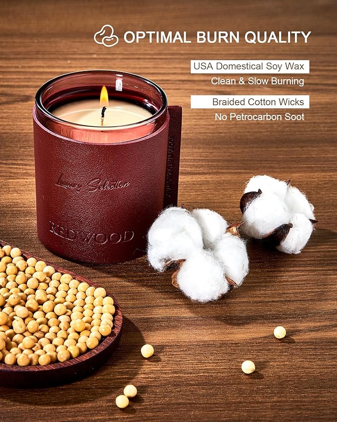 M&SENSE Redwood Scented Candles Soy Wax Natural Candle for Home, 7.4oz 40 Hour Long Burning Luxury Air Freshening Jar Candle Gift, Aromatherapy Candle for Relaxation, Meditation, Stress Relief
