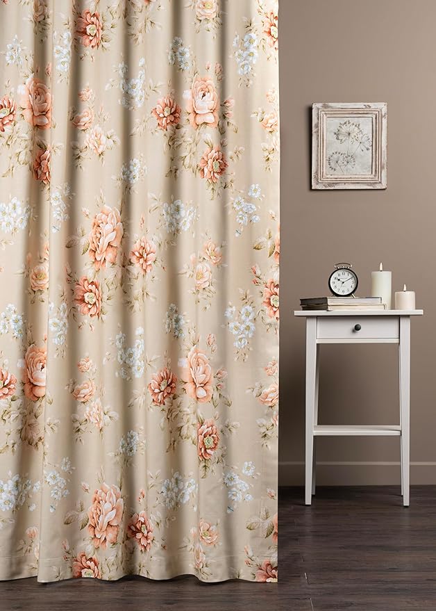 Maison d' Hermine Curtains for Living Room 100% Cotton 96 inch Length One Panel Light Filtering Curtains for Bedroom Windows with Rod and Loop Pockets Drapes (Newburry Melba, 50" W x 96" L)