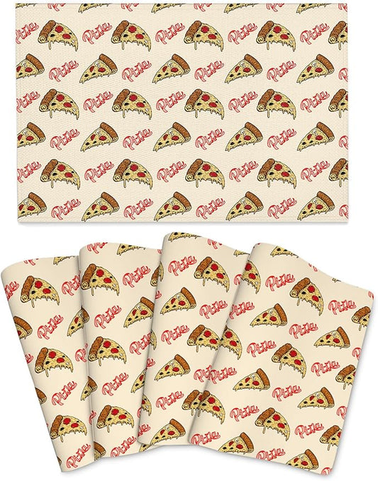 Cute Pizza Food Placemats Set of 4, Washable Decorative Table Mats for Kitchen Holiday Party Farmhouse Home Decor Funny Place Mats 12"x18"