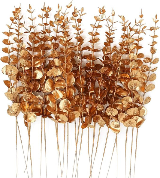CEWOR 24pcs Eucalyptus Stems Artificial Eucalyptus Leaves Fake Greenery Branches Fake Flowers for Wedding Centerpiece Spring Easter Farmhouse Home Decoration