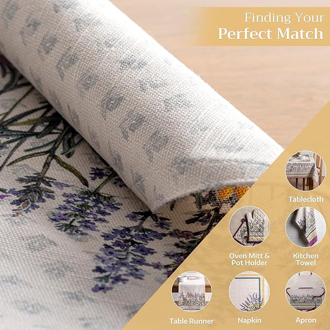 Maison d' Hermine Placemats Set of 4 100% Cotton Washable Cloth Place Mats, Reusable Table Mats for Kitchen Dining Decoration, Party, Wedding, Restaurant Spring/Summer (Fanny Lavender, 13" x 19")