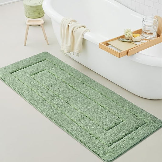 GRANNY SAYS Sage Green Bathroom Rugs Non Slip, 59" x 24", Small Bathroom Rugs Washable，Bath Mats for Floor, Microfiber Bath Mat for Tub, Absorbent Shower Rug