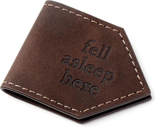 Fell Asleep Here Magnetic Faux Leather Bookmark for Book Lovers