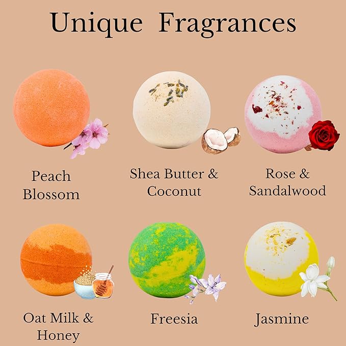 Luxury Bath Bomb Gift Set, Organic Bath Bombs for Women Relaxing, Moisturizing Shea Butter & Pure Essential Oils Bubble Bath, Bathbombs for Men, Gifts for Her
