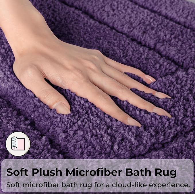 GRANNY SAYS Bathroom Rug Mat,59" x 24" Bath Mats for Bathroom Non-Slip, Super Soft and Water Absorbent, Microfiber Bath Rugs, Machine Wash Dry, Large Bath Rugs for Floor, Purple