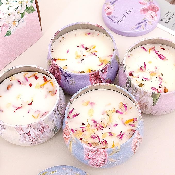 Naimo 4 Pack Scented Candles Long Lasting Soy Wax Aromatherapy Candle for Home Bath Yoga Birthday Gift Set Women Present
