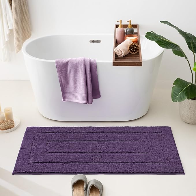 GRANNY SAYS Bathroom Rug Mat,48" x 24" Bath Mats for Bathroom Non-Slip, Super Soft and Water Absorbent, Microfiber Bath Rugs, Machine Wash Dry, Large Bath Rugs for Floor, Purple