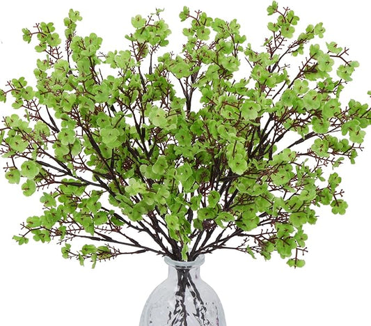AILANDA Babys Breath Artificial Green Flowers Faux Gypsophila Bouquet St Patrick's Day Decorations Fake Silk Flowers for Home Wedding Party Kitchen Spring Floral Arrangement Table Centerpieces (6Pcs)