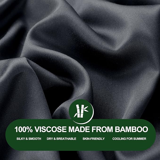 HOMBYS Bamboo Viscose Bed Wedge Pillow Cover with Zipper, 100% Viscose Made from Bamboo, Soft, Cooling, Breathable Wedge Pillowcase Sweat-Absorbent Pillowcase for Summer, 25"x25"x8", Dark Grey