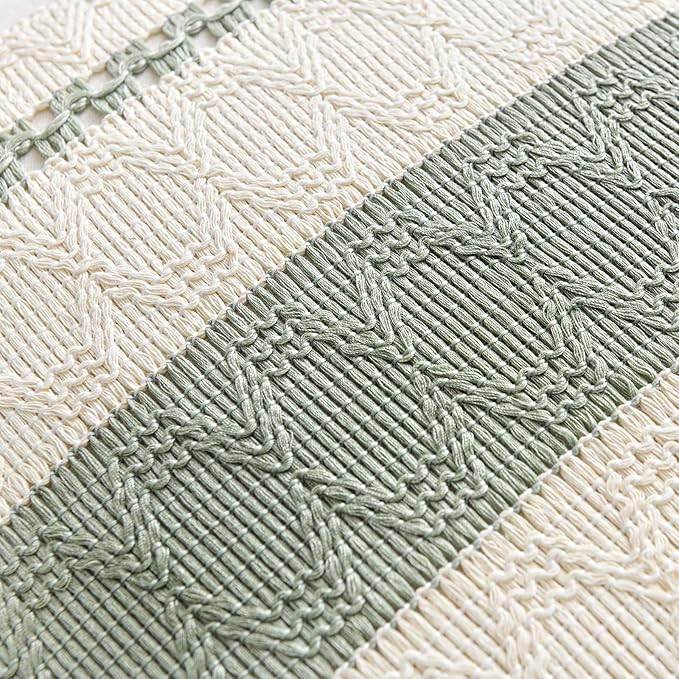 Fancy Homi Set of 2 Sage Green Boho Decorative Throw Pillow Covers 18x18 Inch for Living Room Bedroom Couch Bed Sofa Chair, Rustic Retro Cushion Case 45x45 cm, Bohemian Room Home Decor