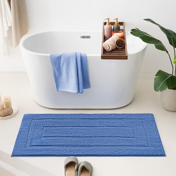 GRANNY SAYS Blue Bathroom Rugs Non Slip, 24" x 48", Large Bathroom Rugs Washable, Bath Rugs for Bath, Absorbent Bath Mats for Floor, Absorbent Shower Rug, Microfiber Bath Mat for Tub