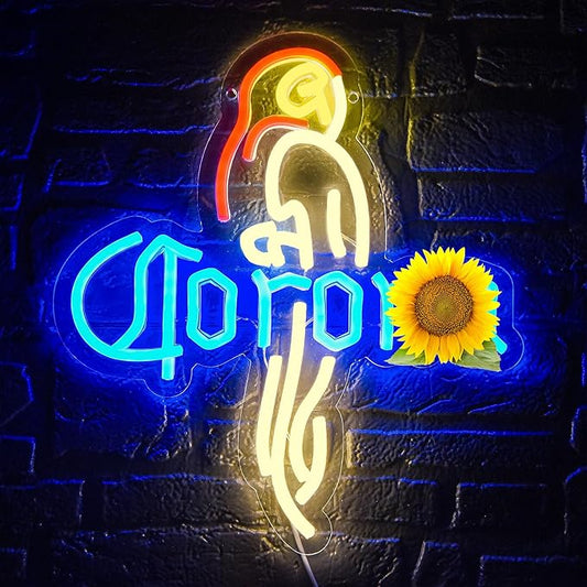 Parrot Beer Neon Sign for Wall Decor Bar Neon Led Sign for Home Bar Man Cave Beer Light for Club Store Restaurant Party Pub Birthday Gift USB Powered Size12.2 * 13.7inch(ZYLD079)