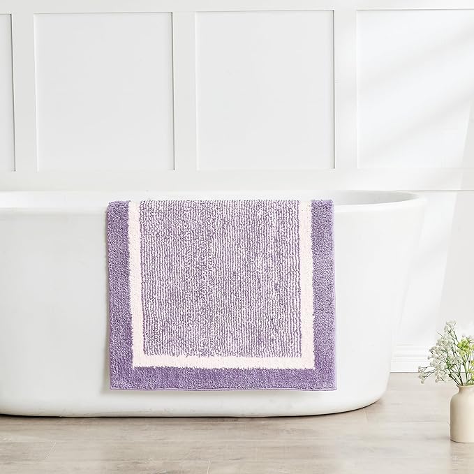 CozeCube Bath mats for Bathroom Non Slip, Purple Bath Rug, Fluffy Bath Rugs for Bathroom Washable, Extra Soft and Absorbent Microfiber Bath mat for Shower Sink, 24" x 16"