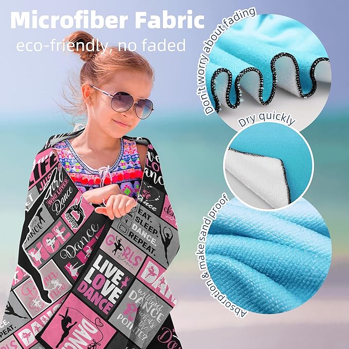 Volleyball Towel for Girls 30" x 60" Microfiber Volleyball Beach Towel for Women Bath Pool Shower Camping Travel Towel