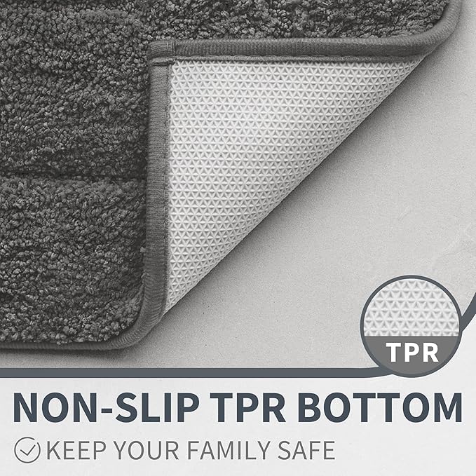 GRANNY SAYS Gray Bathroom Rug Mat, Bath Mats for Bathroom Non-Slip, Super Soft and Water Absorbent, Extra Large Bath Rugs, Microfiber Bath Rugs for Floor, Tub and Shower,59" x 24"