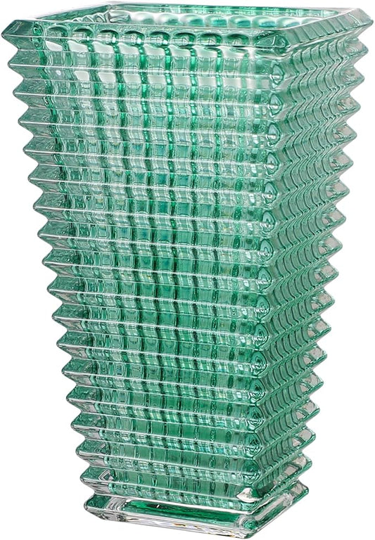 MCMCNCUIU Crystal Vase, Large Crystal Vases for Flowers, Large Flower Vase, Modern Green Vases for Living Room, Bedroom, Kitchen, Dining Table, Mantle, Wedding, 11 Inches