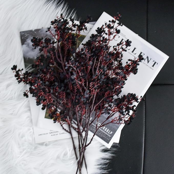 Mandy's Black Artificial Baby’s Breath Flowers 15 Bundles Silk Gypsophila with Bendable Stems for Fall Centerpiece Wedding Decor and Table Arrangements