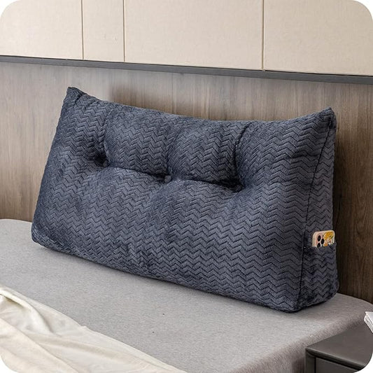 Large Bolster Triangular Headboard Wedge Backrest Positioning Support Bed Rest Reading Pillows Headboard Wedge Pillows for Day Bed Bunk Bed with Removable Cover, Twin (39x8x20 Inches)