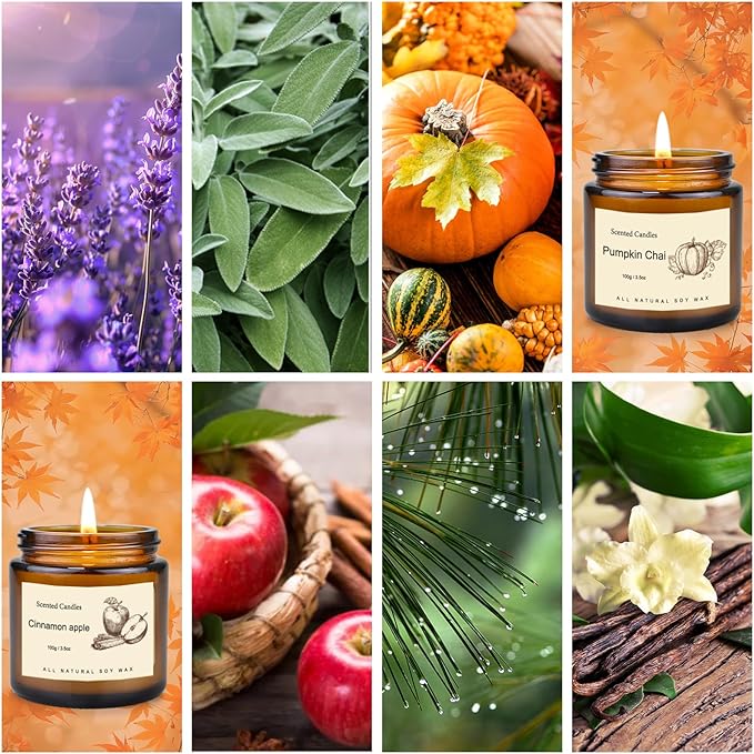 6 Pack Scented Candles for Home, Aromatherapy Gifts for Women Men, Fall Winter Holiday Natural Soy Candles Set for Birthday, Mother's Valentines Day Gifts for Her