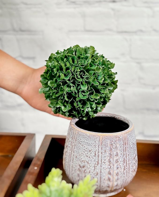 Admired by Nature 4.5" Ceramic Flower Planter, Ceramic Pot Planter, Indoor Ceramic Bowl, Houseplant Ceramic Pot, Decorative Planter for Indoor Plant Succulent Plant Home Décor, Lightweight, Lt.Blue