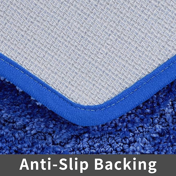COSY HOMEER Extra Thick Bath Linen Sets Rugs for Bathroom - Anti-Slip Bath Mats Soft Plush 100% Strong Polyester Living Room Bedroom Water Absorbent(Blue,24x48 - Inches)