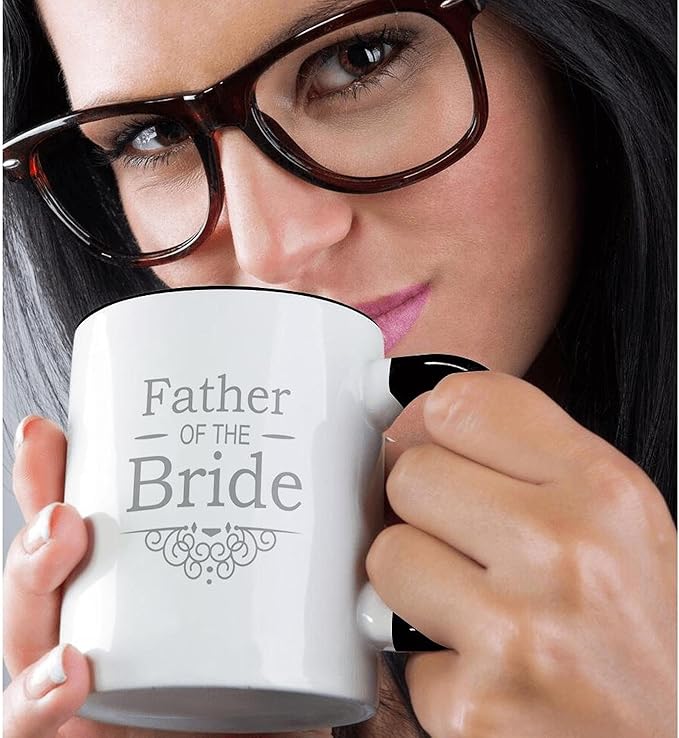 3dRose Father Of The Bride In Silver Mug, 11 oz, Black