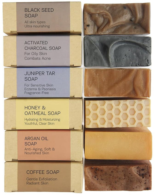 AUTHENTIC BATH & SOAP - Gift Set Bar Soap for Men - Natural, Organic, Moisturizing, handmade soap, Gentle Cleansing Castile mens soap, Oil Control, Cruelty Free, SLS Free. (Pack of 6) 4.2 Oz Each