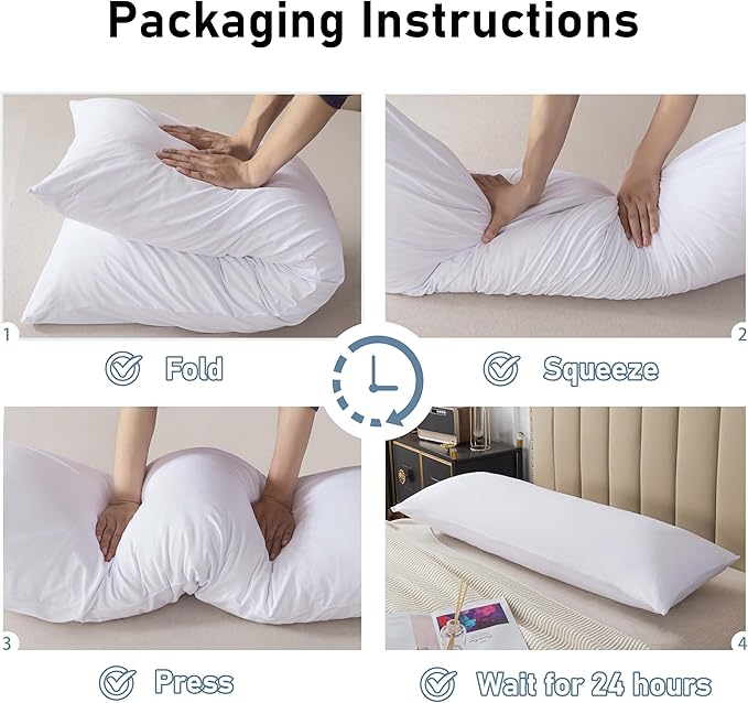 WhatsBedding Memory Foam Body Pillow for Adults, Long Body Pillow for Sleeping, Full Body Pillow for Bed (Removable Cotton Jersey Knitted Cover) - White