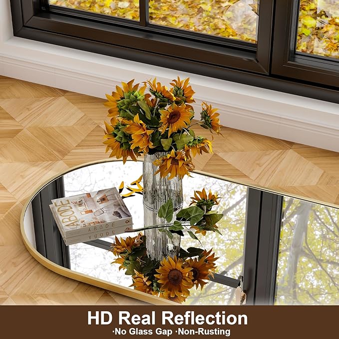21" x 64"Arched Full Length Mirror - Wall Mounted Floor Mirror- Aluminum Alloy Frame Full Body Mirror for Bathroom Living Room Bedroom and Entryway Gold