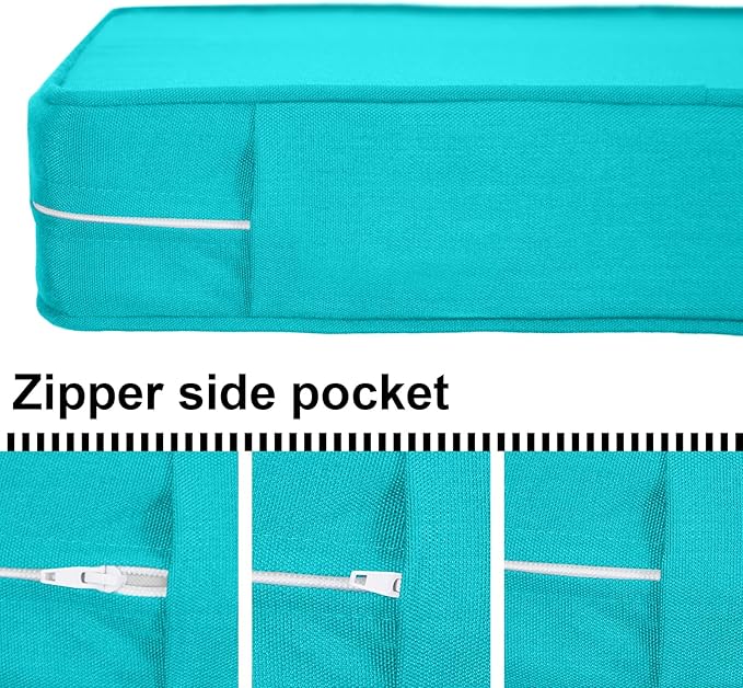 Deep Seat Cushions, Outdoor Cushions, Patio Furniture Cushions, Deep Seat & Back Cushion Patio Cushions with Rmoveable Cover for Backyard Couch Sofa Fade Resistant (19x19x3 in, Solid Peacock Green)