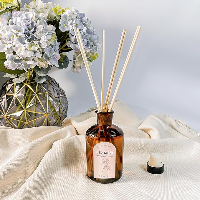 Premium Reed Diffuser Set - 8.8 oz (250 ml) Bedroom Bathroom Living Room Home Fragrance Products Sandalwood Roses Scent 1 Pack