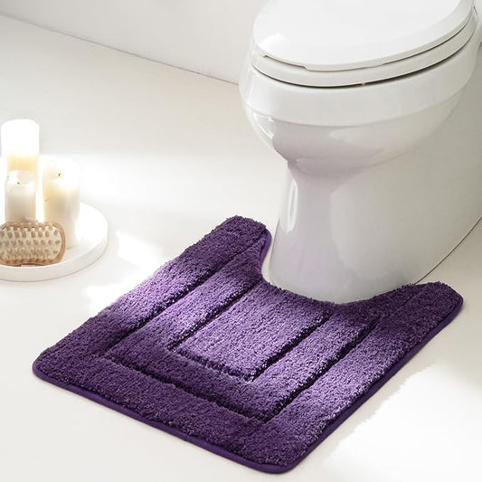 GRANNY SAYS Bathroom Toilet Rugs U Shaped, Bath Mats for Bathroom, Bath Rugs Non Slip Washable, Absorbent Microfiber Toilet Mat, Soft Plush Shaggy Bath Carpet, 20" x 24", Purple