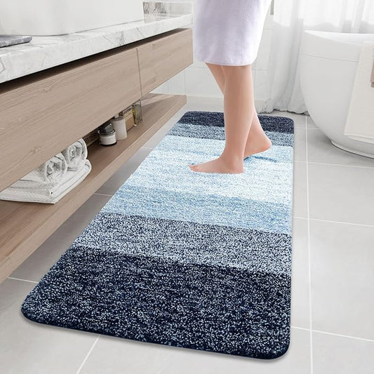Arotive Microfiber Bathroom Rugs, Shaggy Soft and Absorbent Bath Rug, Non-Slip, Thick Plush Machine Washable Dry Bath Mats for Bathroom, Tub and Shower, 70x24, Dark Blue