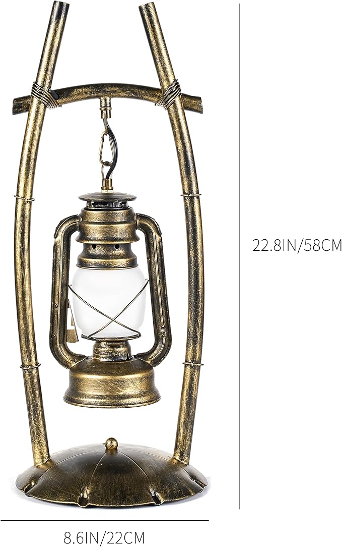 Vintage Table Lamp Bronze Antique Desk Lamp for Farmhouse Nightstand Table Lamp Bulb Included for Office,Living Room (Yellow Brown Elen Shade, 23×8.6'')