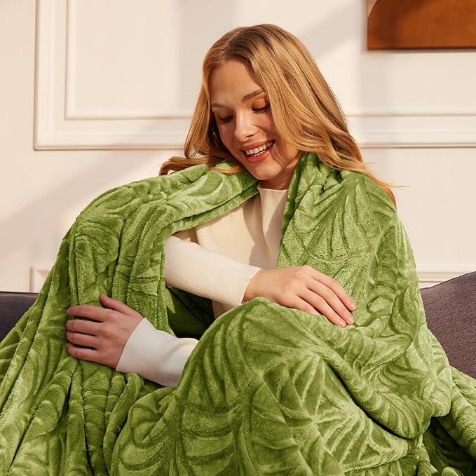 Whale Flotilla Flannel Fleece King Size Blanket for Bed, Soft Fluffy Velvet Bedspread Coverlet with Decorative Vintage Pattern for All Season, Warm and Lightweight, 90x104 Inch, Olive Green