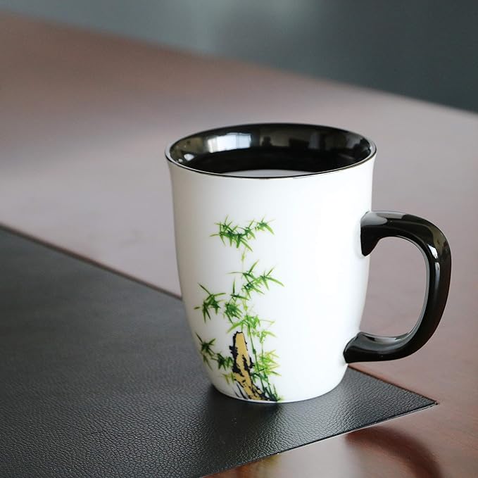 Funny Ceramic Magic Heat Color Changing Coffee Mug with Bamboo Printing for Women Personalized White Green Tea Cup Large Mugs for Mom,Girl, Grandma and man 16 oz