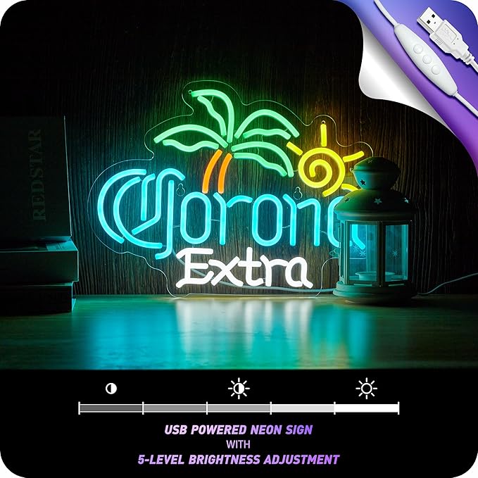 Palm Tree Coron Beer Neon Sign for Wall Decor Bar Light Up Signs Extra Beer LED Lights Man Cave Pub Store Party Club Gifts