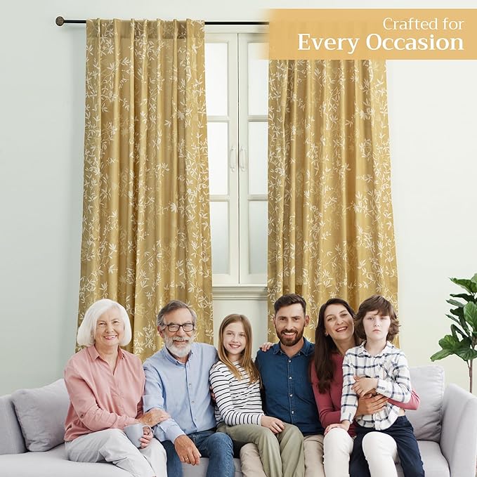 Maison d' Hermine Curtains for Living Room 100% Cotton 96 inch Length Two Panels Light Filtering Curtains for Bedroom Windows with Rod and Loop Pockets Drapes (Louxor Dark Beige, 50" W x 96" L)