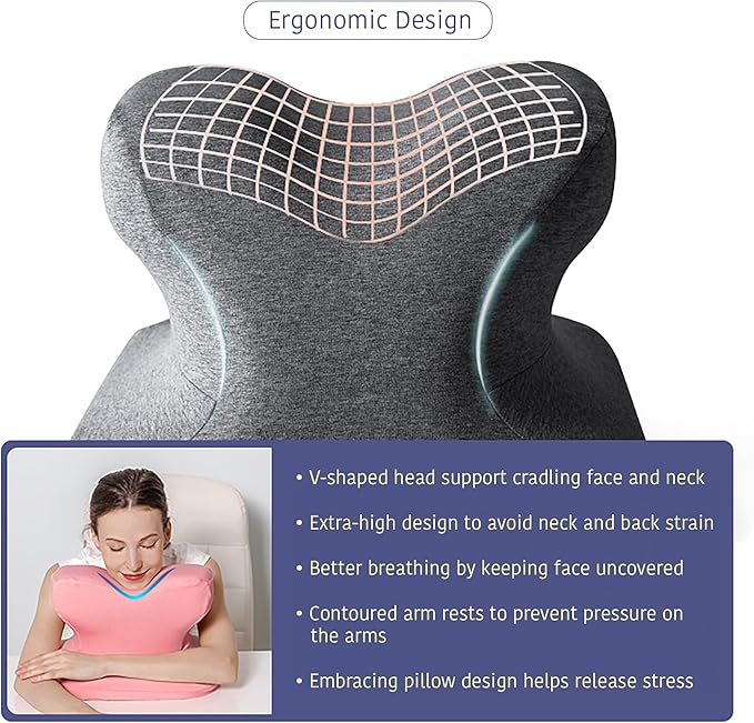 Extra High Desk Napping Pillow, Office Desk Napping Pillow, Neck and Back Support Desk Napping Pillow, Cervical Pillow, Calming Stress Relief Desk Hug Pillow, Ergonomic Memory Foam Napping Pillow