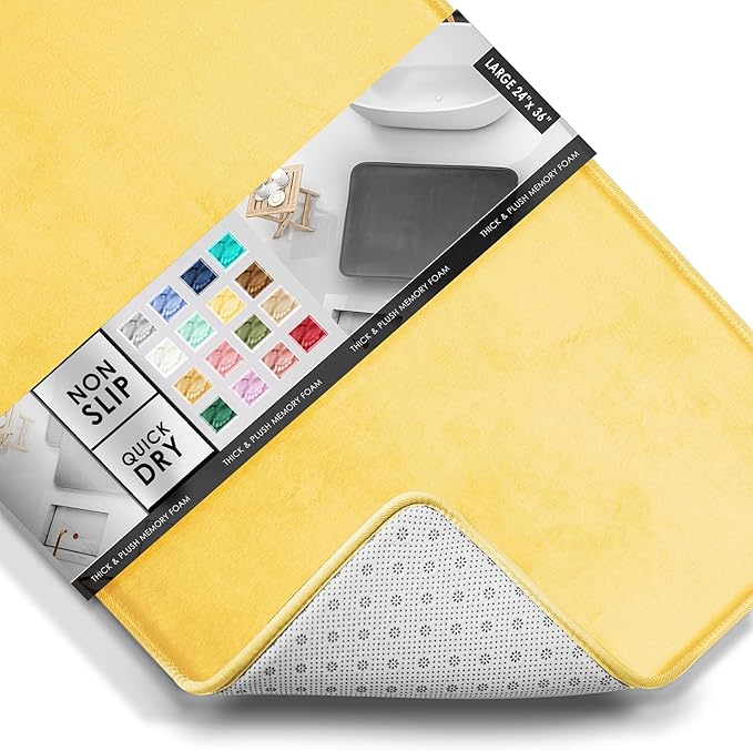 Clara Clark Bathroom Rugs, Velvet Memory Foam Bath Mat, Non-Slip Bath Rugs, Machine Wash, Dries Quickly, Ultra Soft Plush Bath Mats for Bathroom,