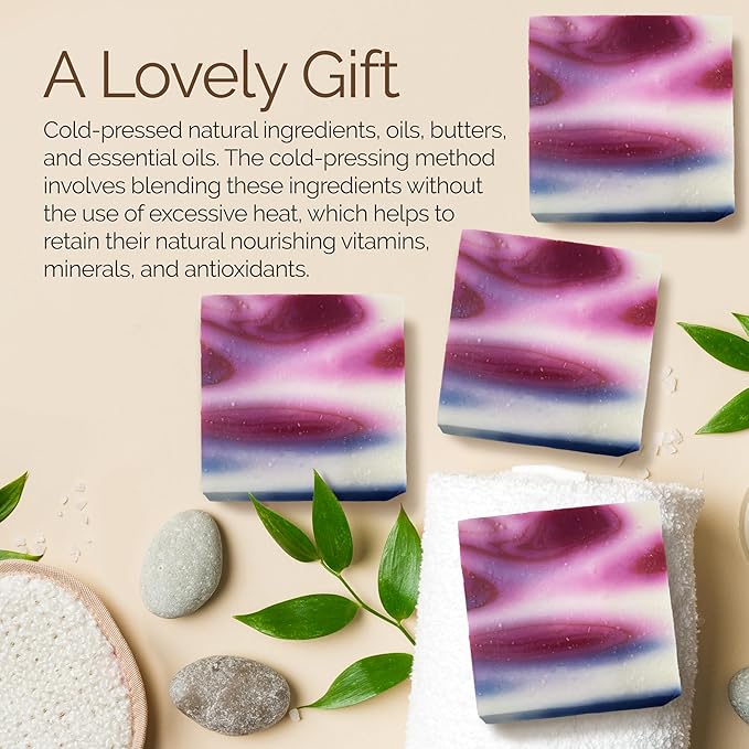 Handmade Natural Bar Soap Gift Set - 100% All Organic Vegan Bath Moisturizing Handmade Artisan Scented Cold Process Fragrant Soaps with Essential Oil - 4 Pack (Wild Passion)