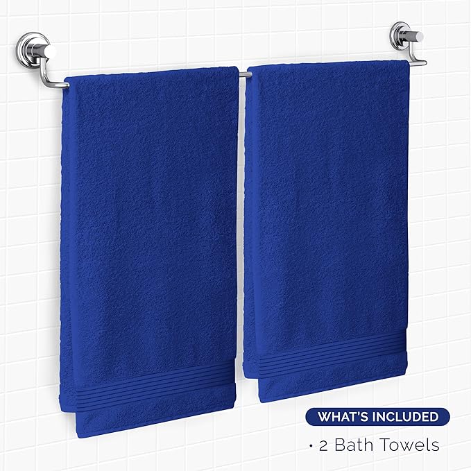 Elegant Comfort Premium Turkish Cotton 2 Pack Bath Towel Set - 27 x 54 inch, Luxurious Hotel Spa Quality 100% Turkish Cotton 2PC Bath Towel Set - Highly Absorbent - Soft Bathroom Towels, Royal Blue