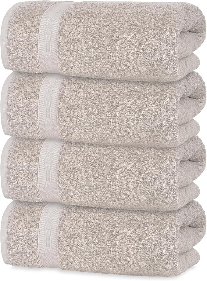 Quick-Dry, Soft & High Absorbent Hand Towels 16"x29" Cotton Turkish Hand Towel Set of 4 | Daily Use 100% Cotton Towels for Bathroom Gym & More | Bathroom Hand Towels (4 Pcs, Ice Silver)