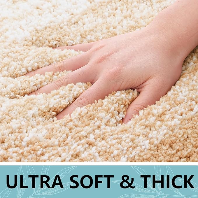 Arotive Microfiber Bathroom Rugs, Shaggy Soft and Absorbent Bath Rug, Non-Slip, Thick Plush Machine Washable Dry Bath Mats for Bathroom, Tub and Shower, 59x20, Beige