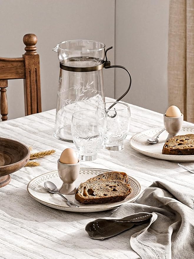 LE TAUCI Dinnerware Sets for 4, Stoneware 12 Piece Ceramic Plates & Bowls | Oven/Dishwasher/Microwave Safe | Ideal for Housewarming | Reactive Beige (10" Plate+8" Dish+27oz Bowl）
